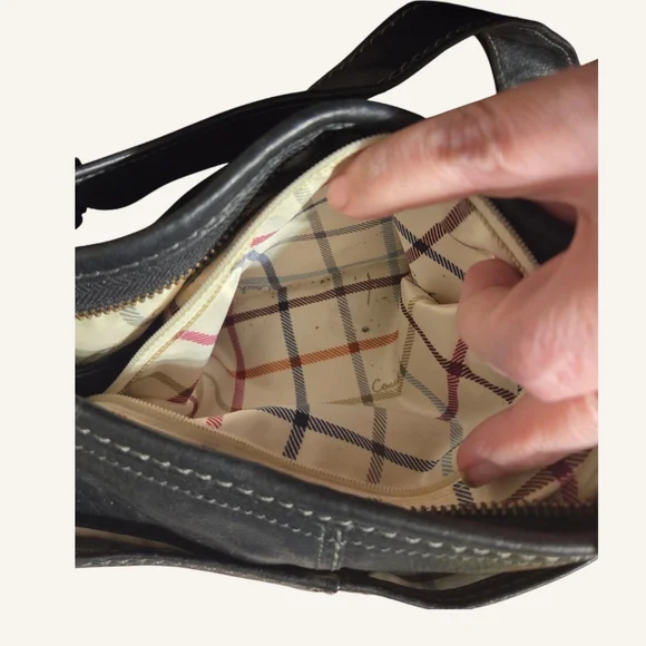 Coach Bleecker Tattersall Black Leather Hobo Bag/Satchel - Picture 6 of 7